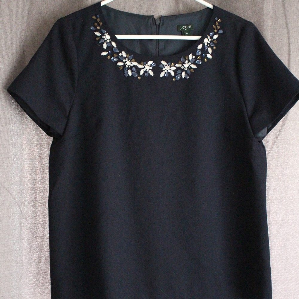 Navy Blue Embellished Blouse